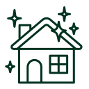 Simple clean house icon with sparkles. - Middlesex Cash Homes