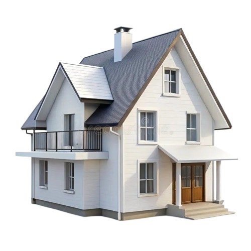 A huge house in white background