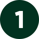 White number 1 inside a dark green circle