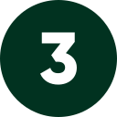 White number "3" inside a dark green circle